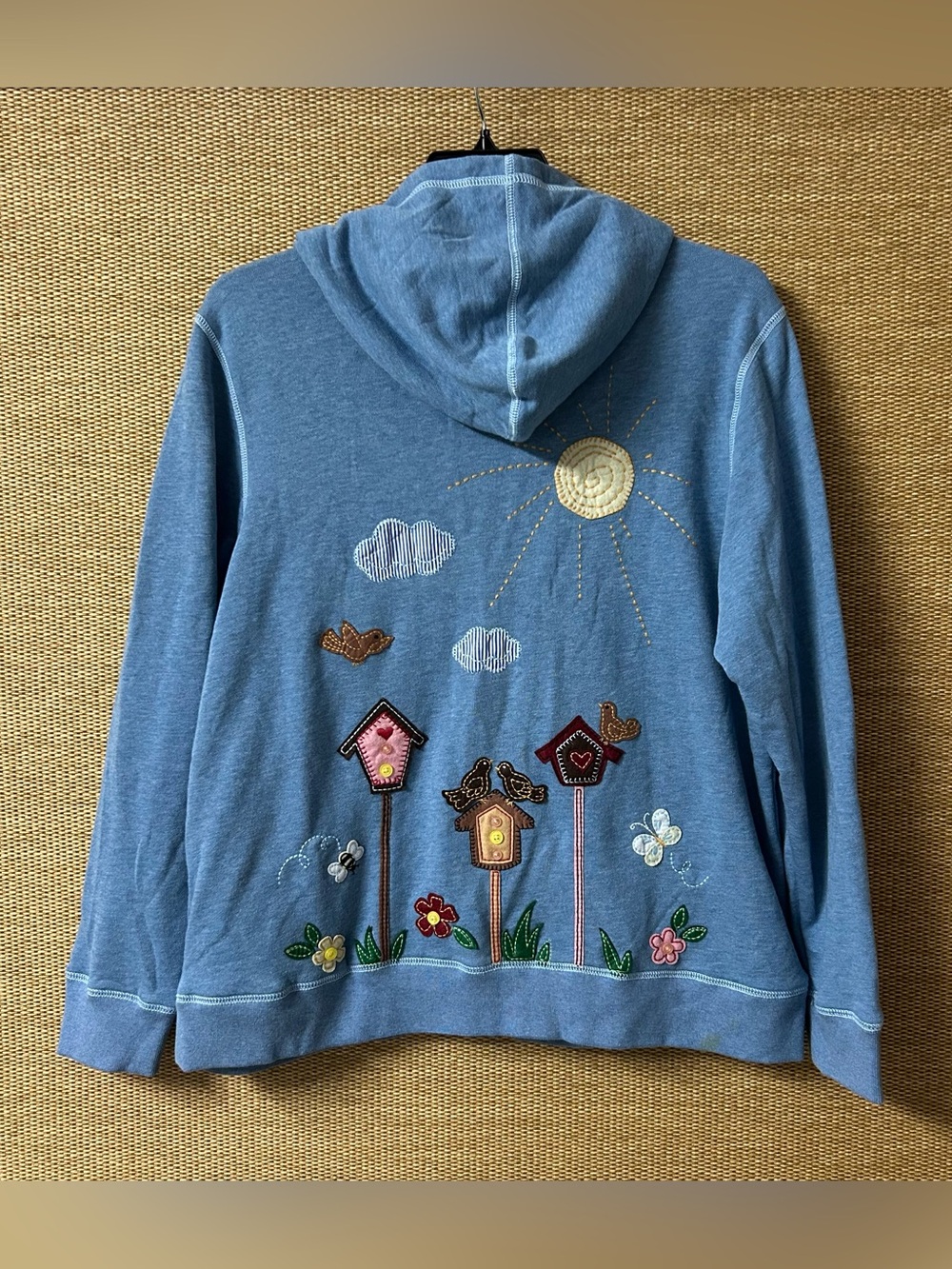 Quacker Factory Birdhouse Hoodie Jacket Womens XL Blue